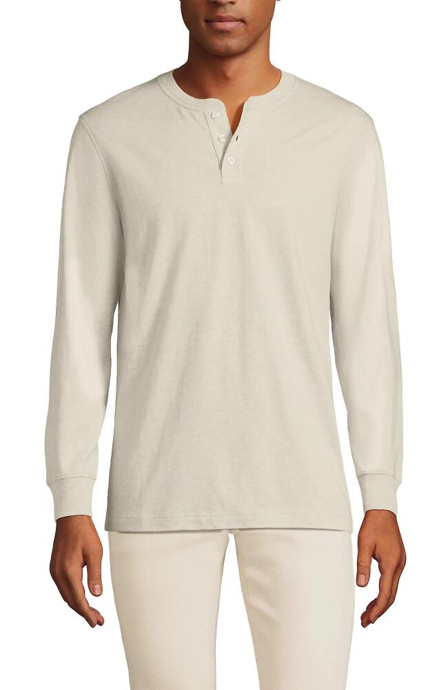 Lands' End Super-T Long Sleeve Henley Shirt in White Cover