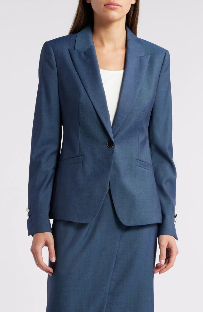 BOSS Januri One-Button Virgin Wool Jacket in Indigo Cover