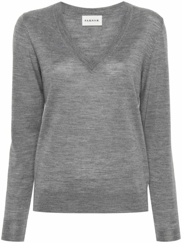 P.A.R.O.S.H. V-neck fine-knit jumper - Grey Cover