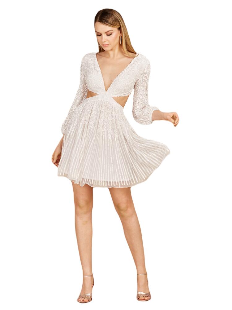 LARA New York Long Sleeve Cut Out Dress with Lace Up Back in Ivory Cover