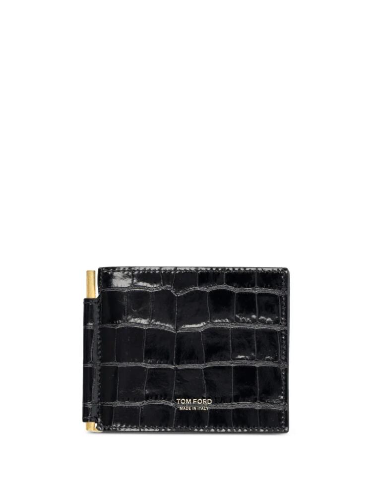 TOM FORD crocodile-embossed leather money clip - Black Cover