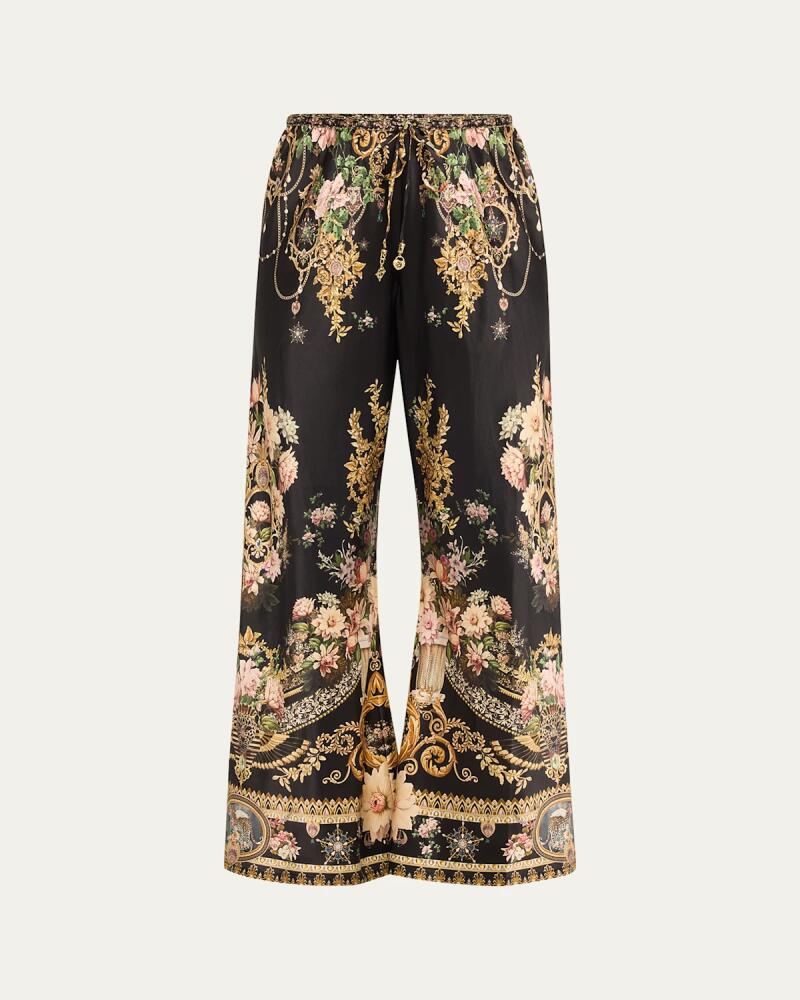 Camilla Bias-Cut Silk Wide-Leg Drawstring Pants Cover