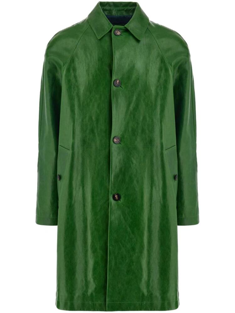 Ferragamo single-breasted leather coat - Green Cover