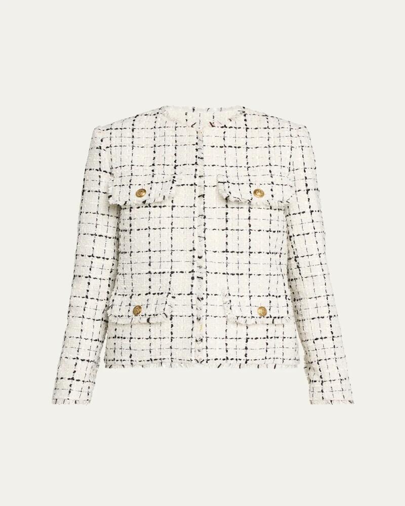 Alice + Olivia Dumont Tweed Boxy Jacket Cover