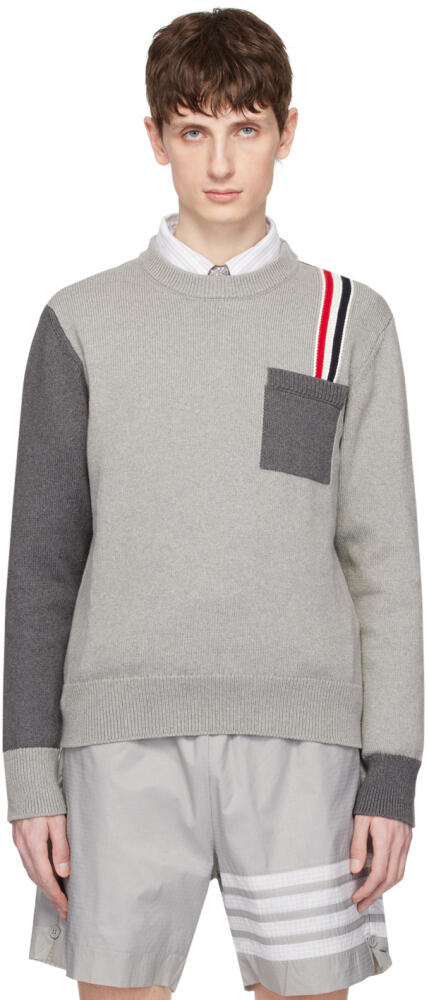 Thom Browne Gray RWB Stripe Sweater Cover