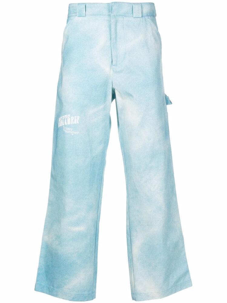 MSFTSrep acid-wash flared trousers - Blue Cover