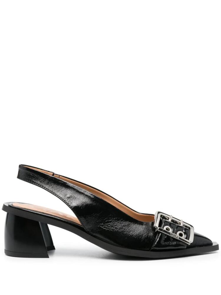 GANNI 50mm eyelet-detail slingback pumps - Black Cover