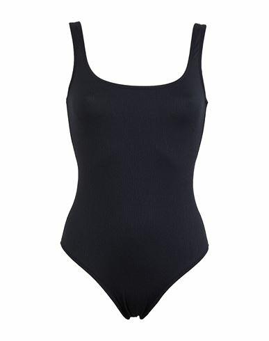 8 By Yoox Textured Recycled Poly One-piece Swimsuit Woman One-piece swimsuit Black Recycled polyester, Elastane Cover