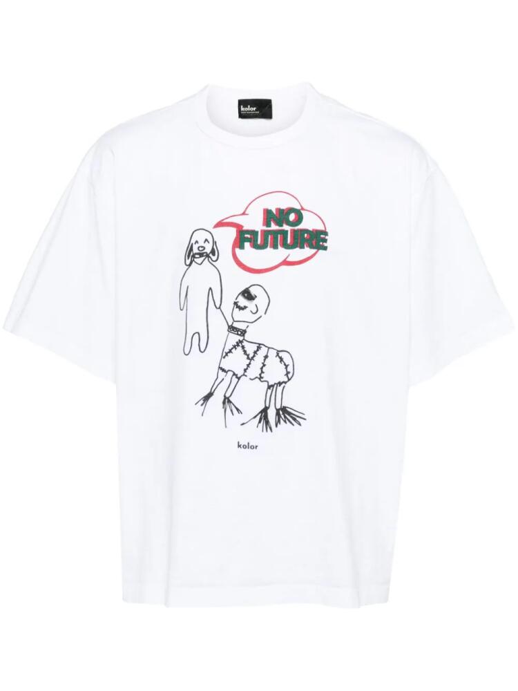 Kolor graphic-print cotton T-shirt - White Cover