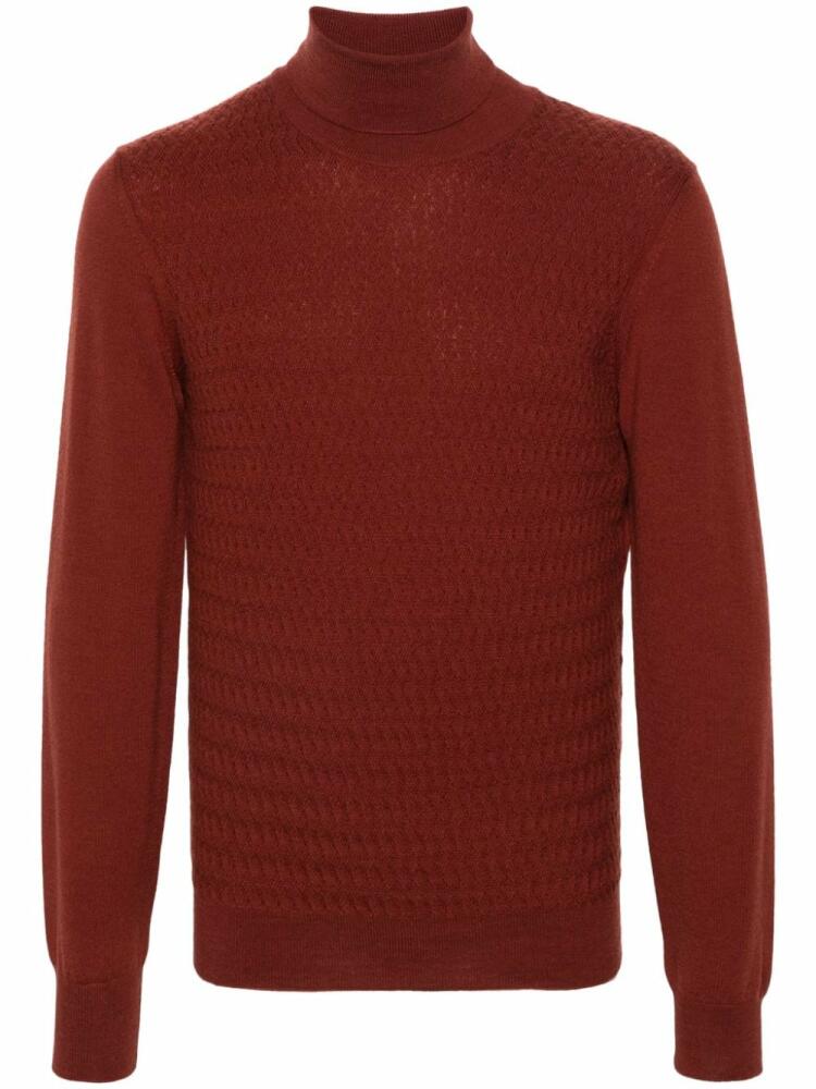 Corneliani embossed-knit virgin-wool jumper - Red Cover