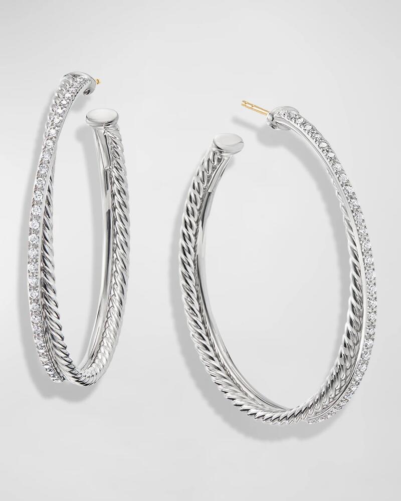 David Yurman DY Crossover Extra-Large Hoop Earrings w/ Diamonds Cover