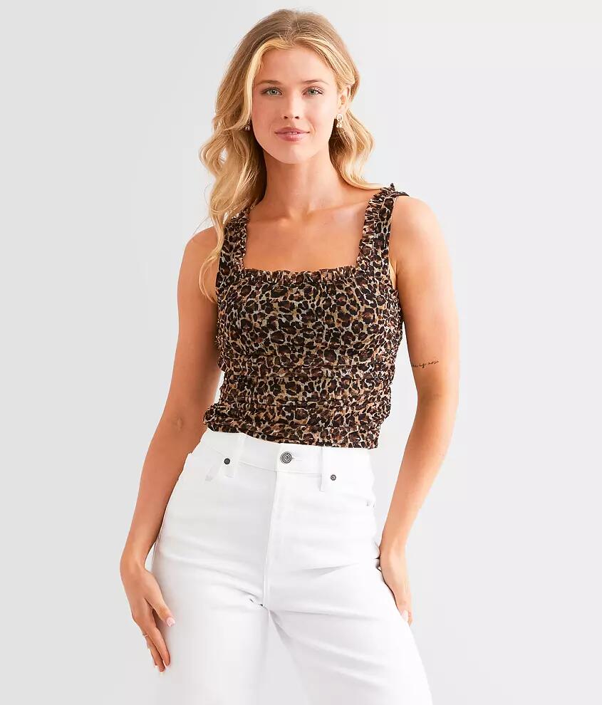 Willow & Root Ruched Cheetah Cropped Tank Top Cover