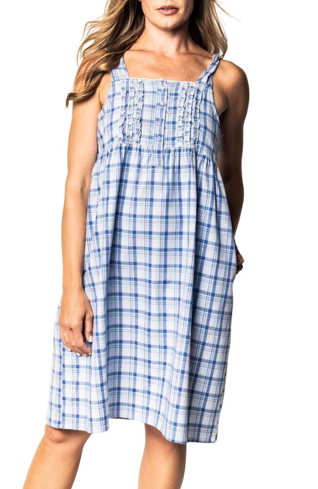 Petite Plume Seafarer Tartan Ruffle Trim Cotton Nightgown in Blue Cover