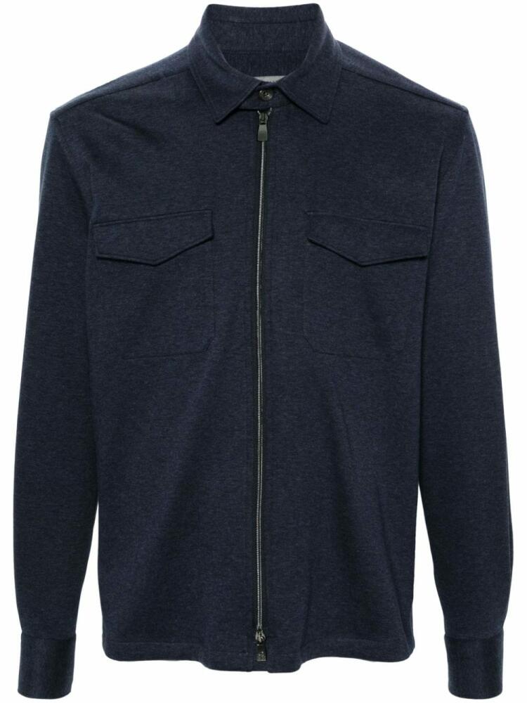 Corneliani mélange zip-up shirt jacket - Blue Cover