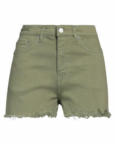 Haikure Woman Denim shorts Military green Cotton, Elastane Cover