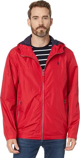 U.S. POLO ASSN. USPA Core Hooded Windbreaker (Engine Red) Men's Clothing Cover