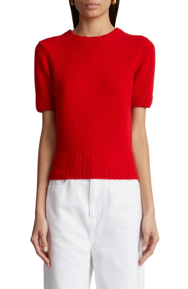 Khaite Luphia Short Sleeve Cashmere Sweater in Fire Red Cover