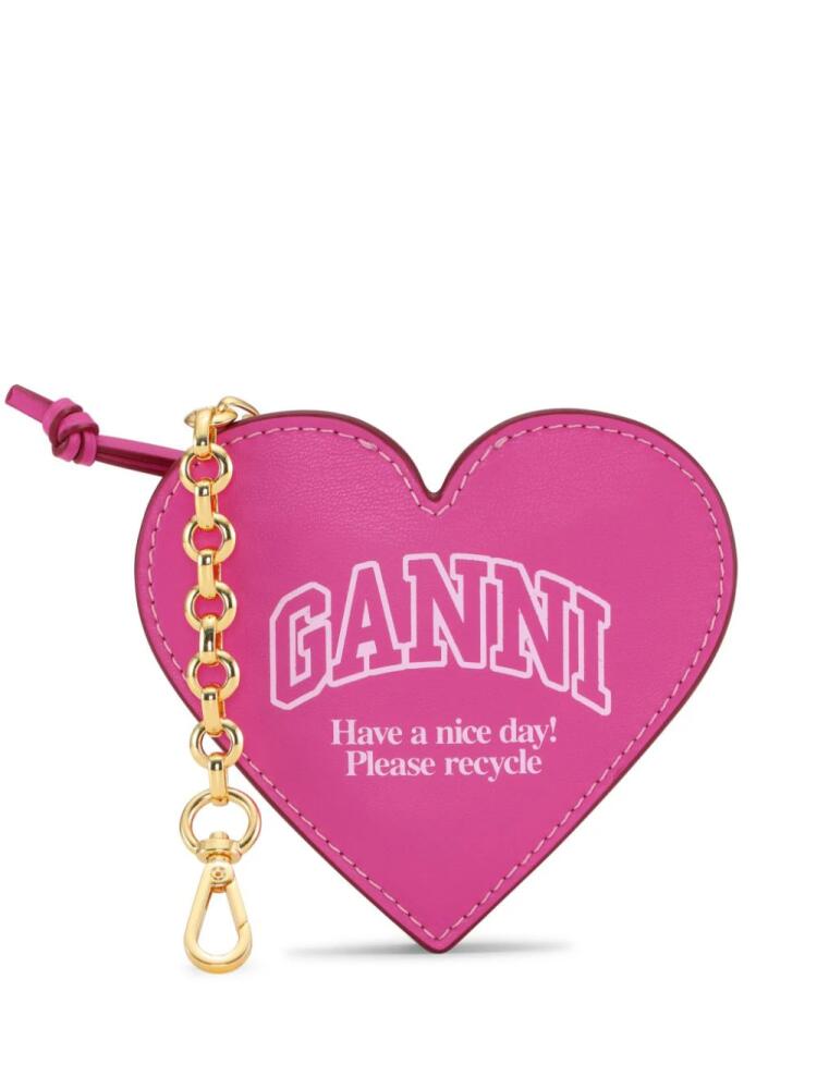 GANNI Funny Heart logo-print purse - Pink Cover