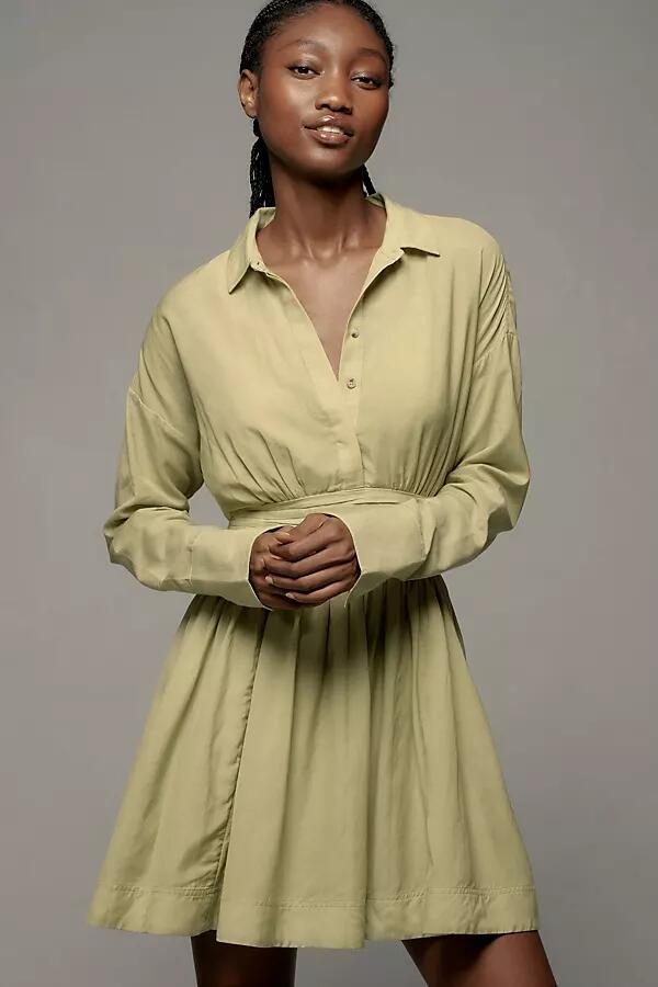 Maeve Long-Sleeve Mini Shirt Dress Cover