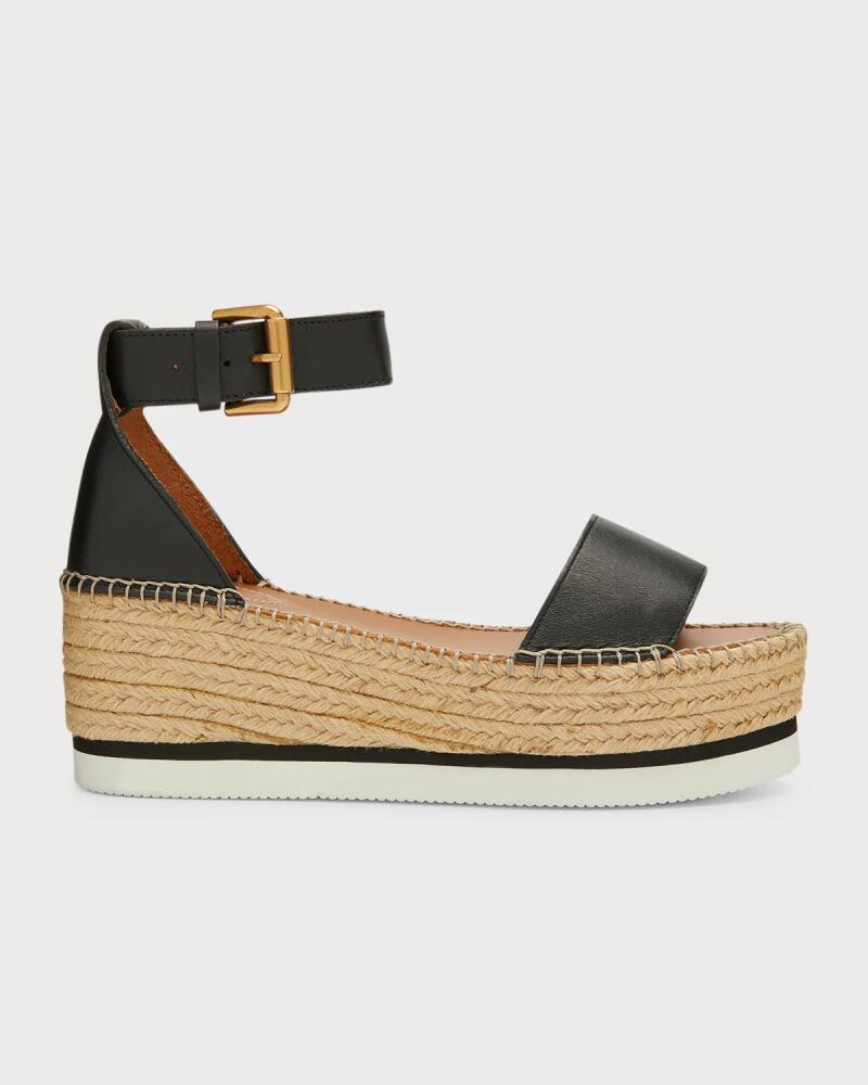 See by Chloe Glyn Leather Flatform Espadrille Sandals Cover