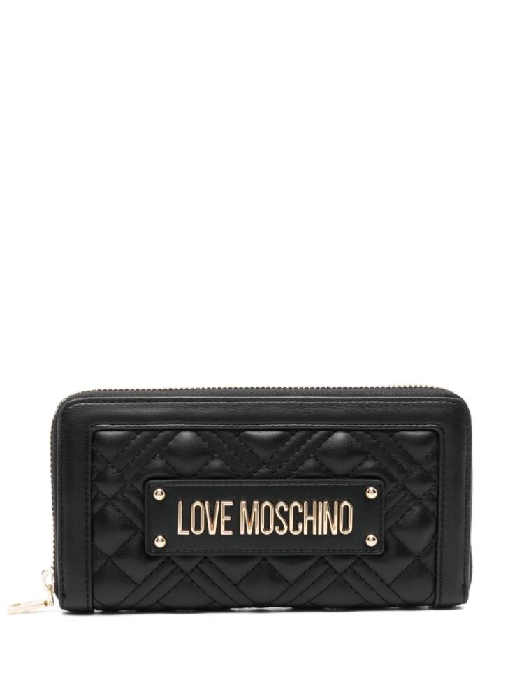 Love Moschino logo plaque quilted Wallet - Black Cover