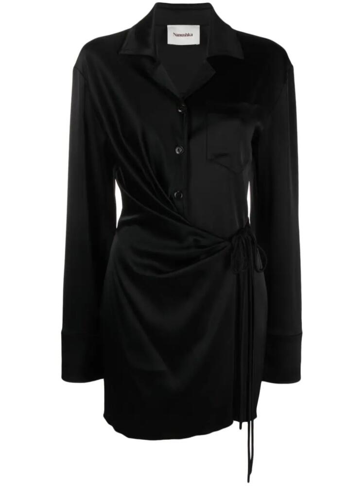 Nanushka satin wrap shirtdress - Black Cover