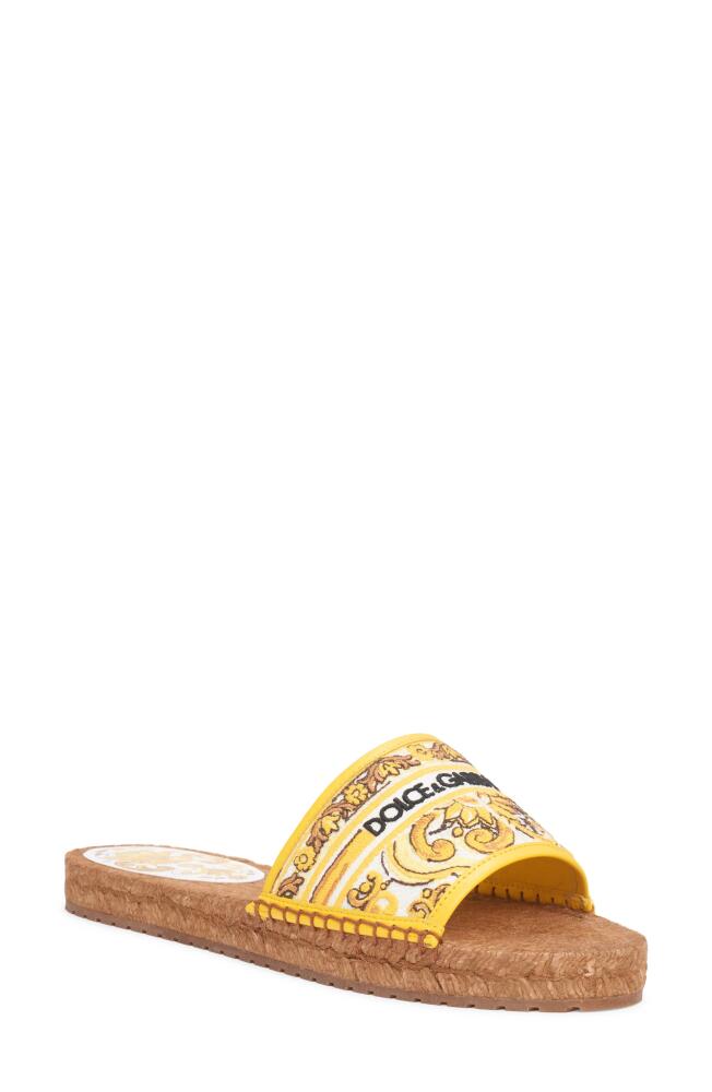 Dolce&Gabbana Majolica Print Espadrille Slide Sandal in Multicolor/Sole Cover