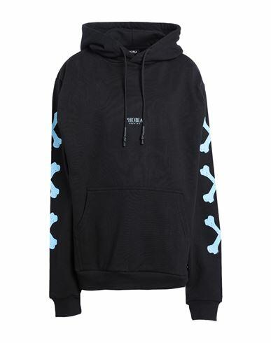 Phobia Archive Hoodie With Lightblue Cross Bones Man Sweatshirt Black Cotton Cover