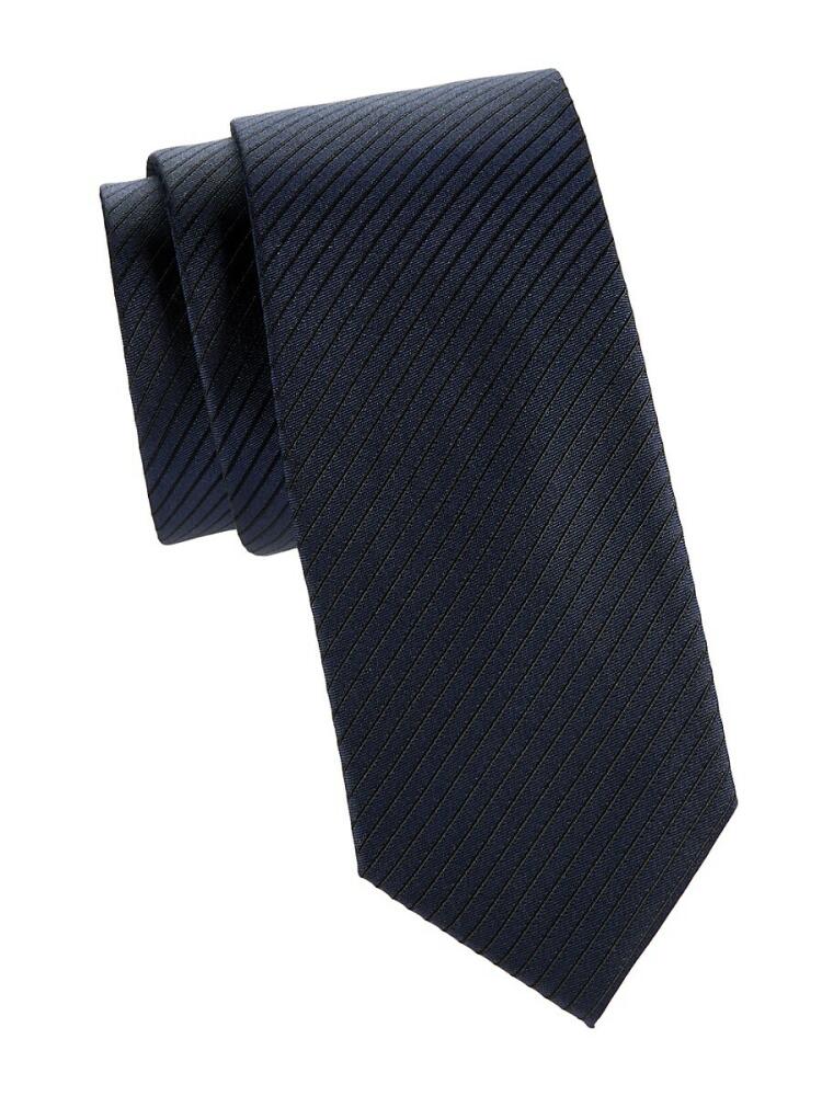 Saks Fifth Avenue Men's Striped Silk Tie - Dark Navy Cover