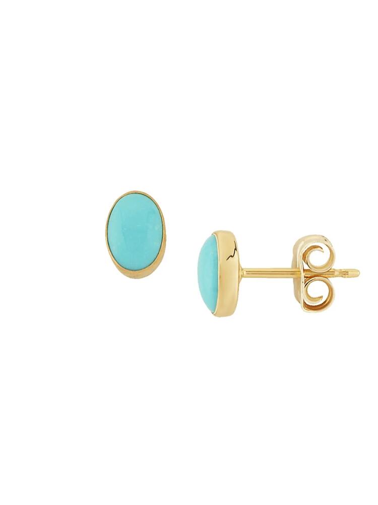 Saks Fifth Avenue Women's 14K Yellow Gold & Turquoise Stud Earrings Cover