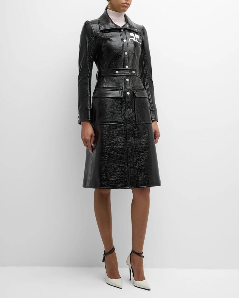 Courreges Reedition Vinyl Belted A-Line Trench Coat Cover