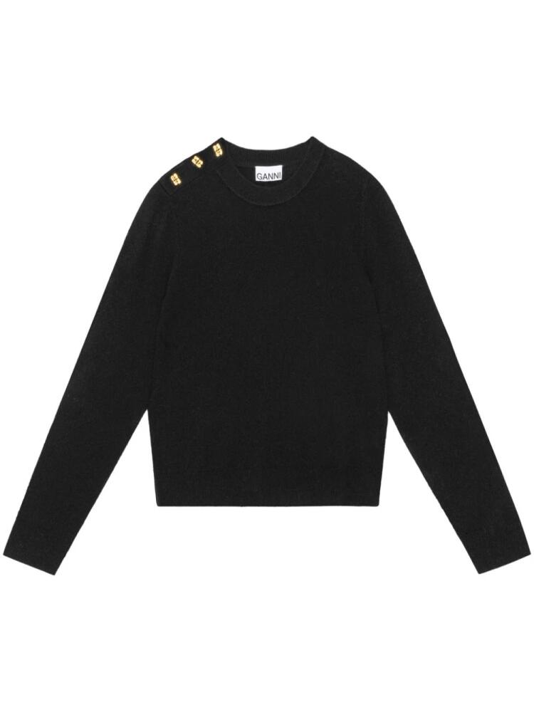 GANNI button-embellished knitted jumper - Black Cover