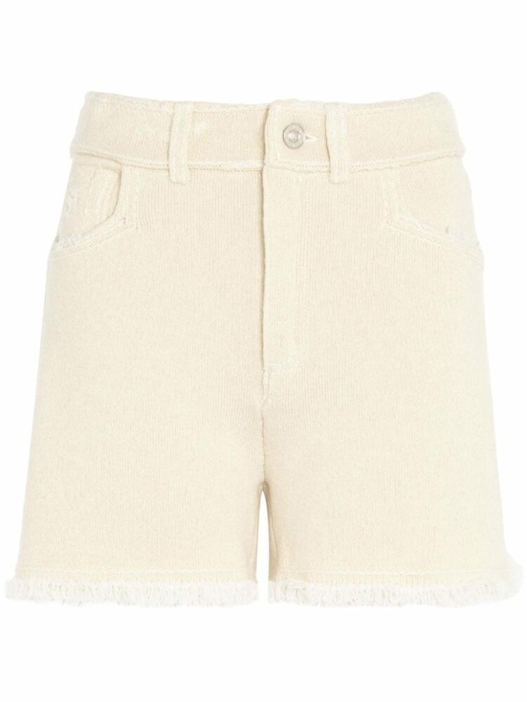 Barrie frayed-detail knitted shorts - Neutrals Cover