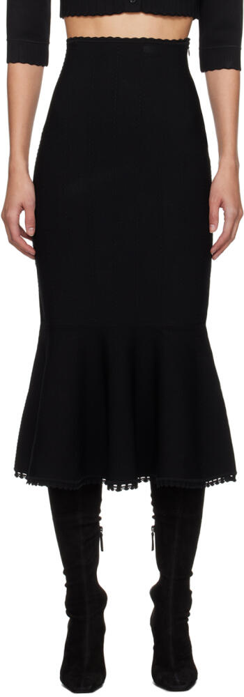 Victoria Beckham Black Scalloped Midi Skirt Cover