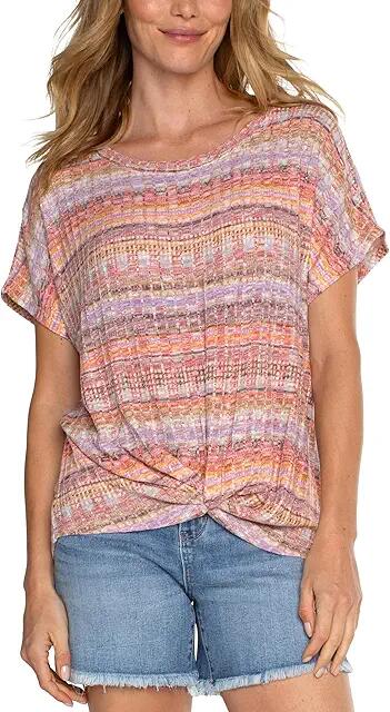 Liverpool Los Angeles Crew Neck Dolman with Twisted Front Detail (Orange Tan Multi Spacedye) Women's Clothing Cover