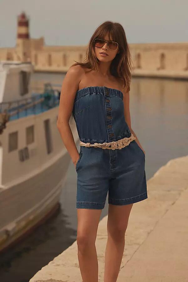 Pilcro Strapless Denim Romper Cover