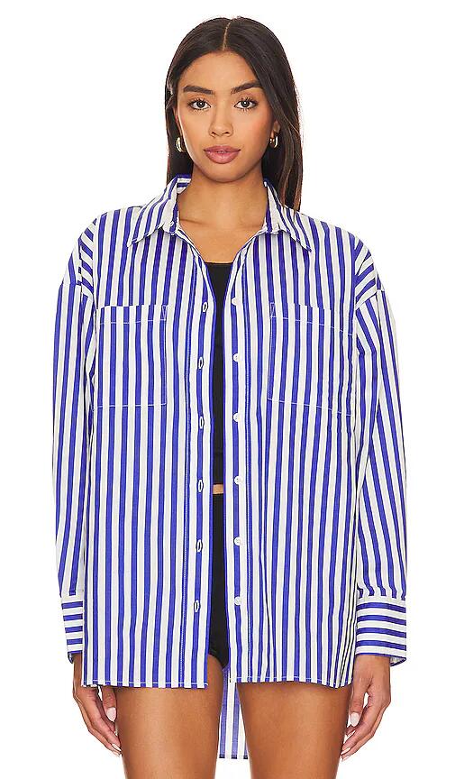 PISTOLA Rena Button Down Tunic Shirt in Blue Cover