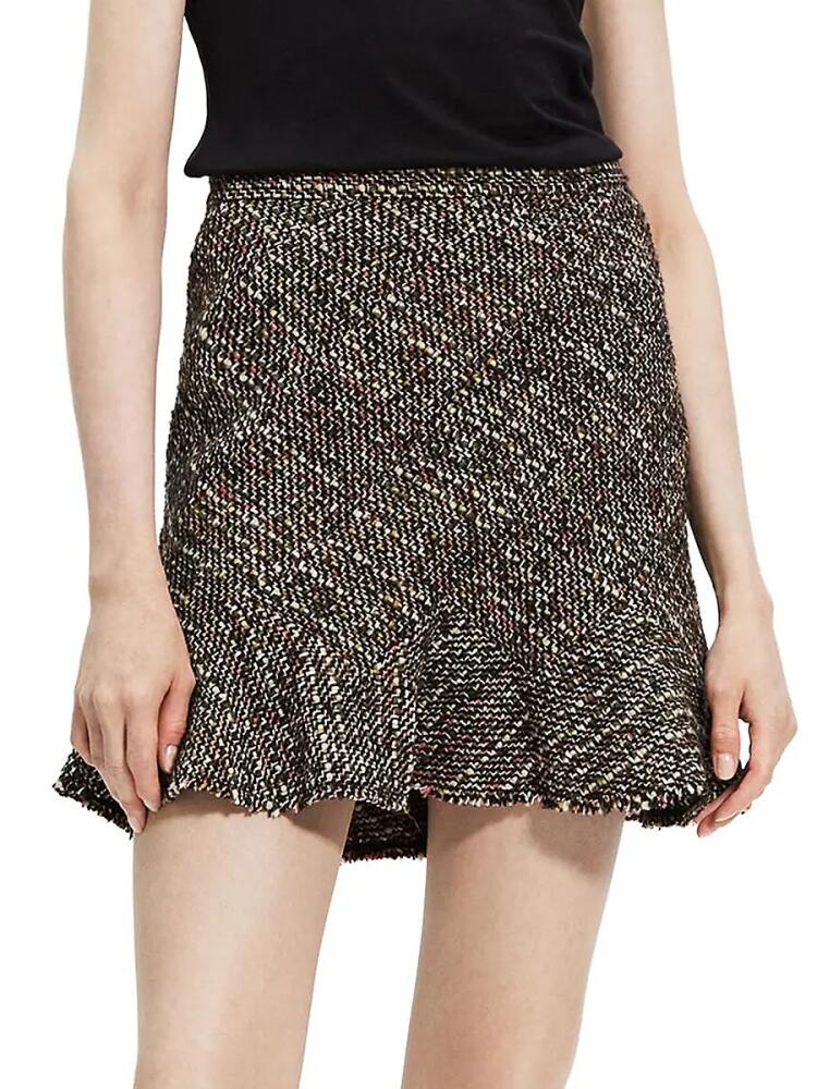 Theory Women's Tweed Flared Hem Mini Skirt - Green Multi Cover