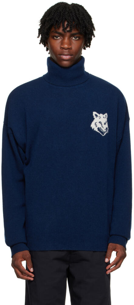 Maison Kitsuné Blue Fox Head Sweater Cover