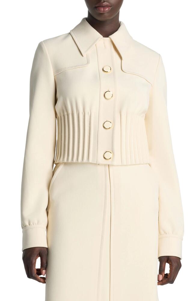 St. John Collection Corded Rib Stretch Crepe Crop Jacket in Ecru Cover