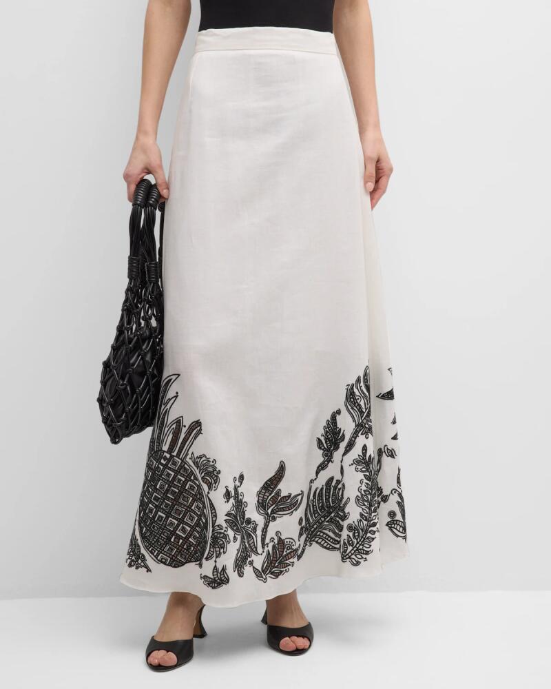 DOROTHEE SCHUMACHER Exquisite Luxury Embroidered Linen Maxi Skirt Cover