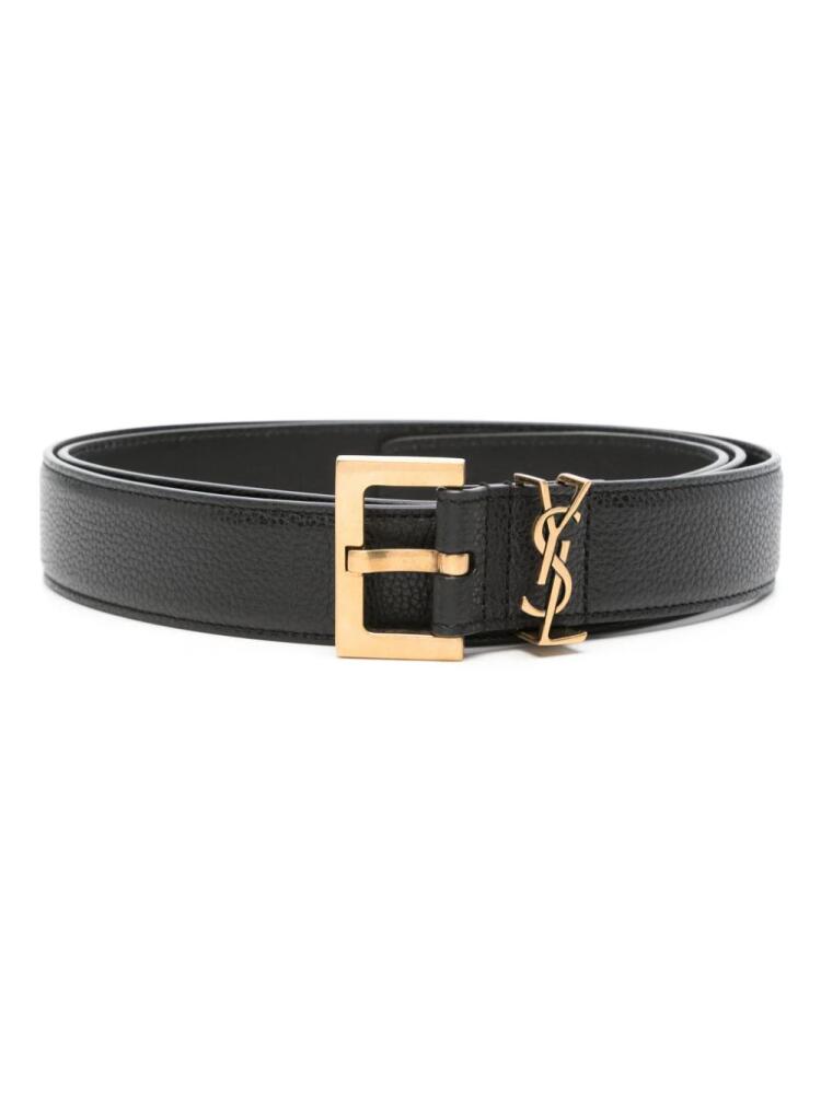 Saint Laurent Cassandre leather belt - Black Cover