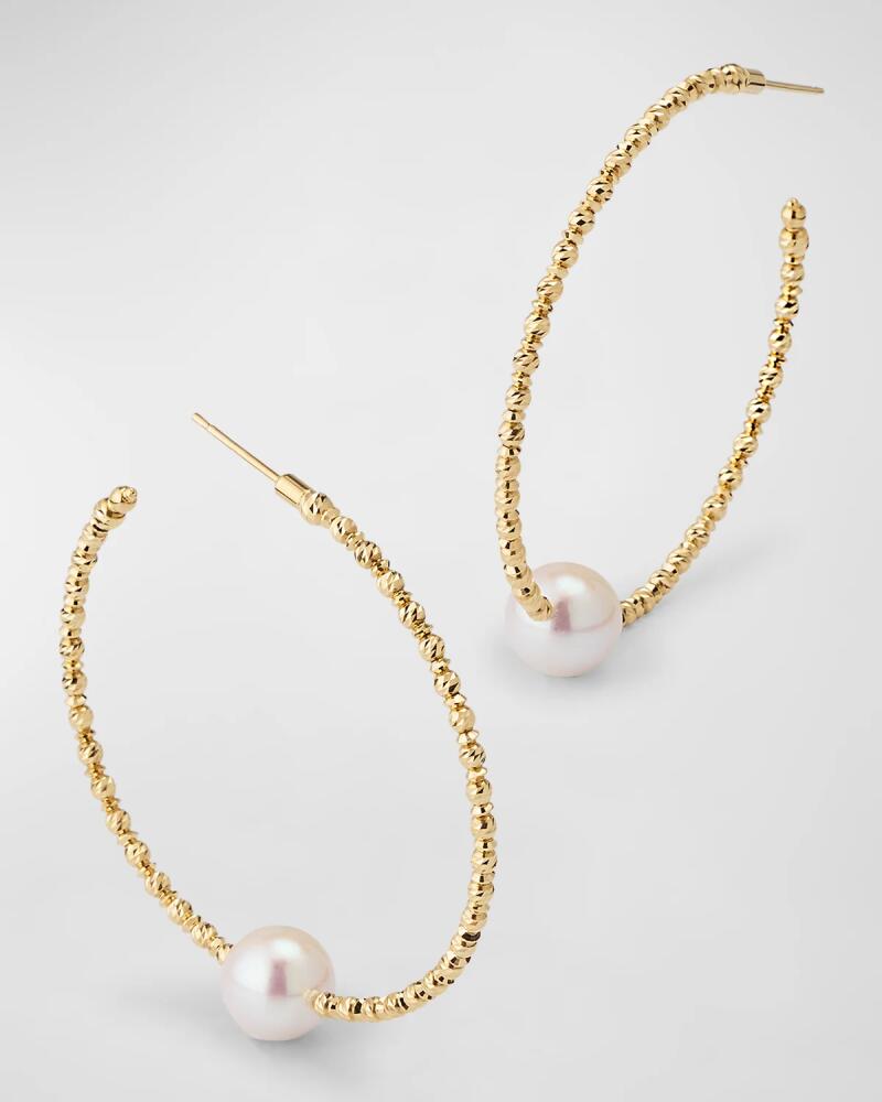 Pearls By Shari 18K Yellow Gold Akoya Pearl Hoop Earrings Cover