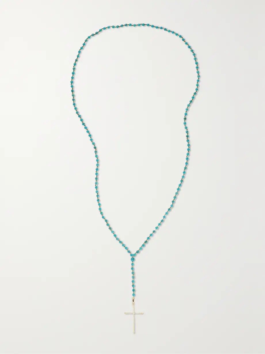 Diane Kordas - 18-karat Gold, Turquoise And Diamond Necklace - One size Cover