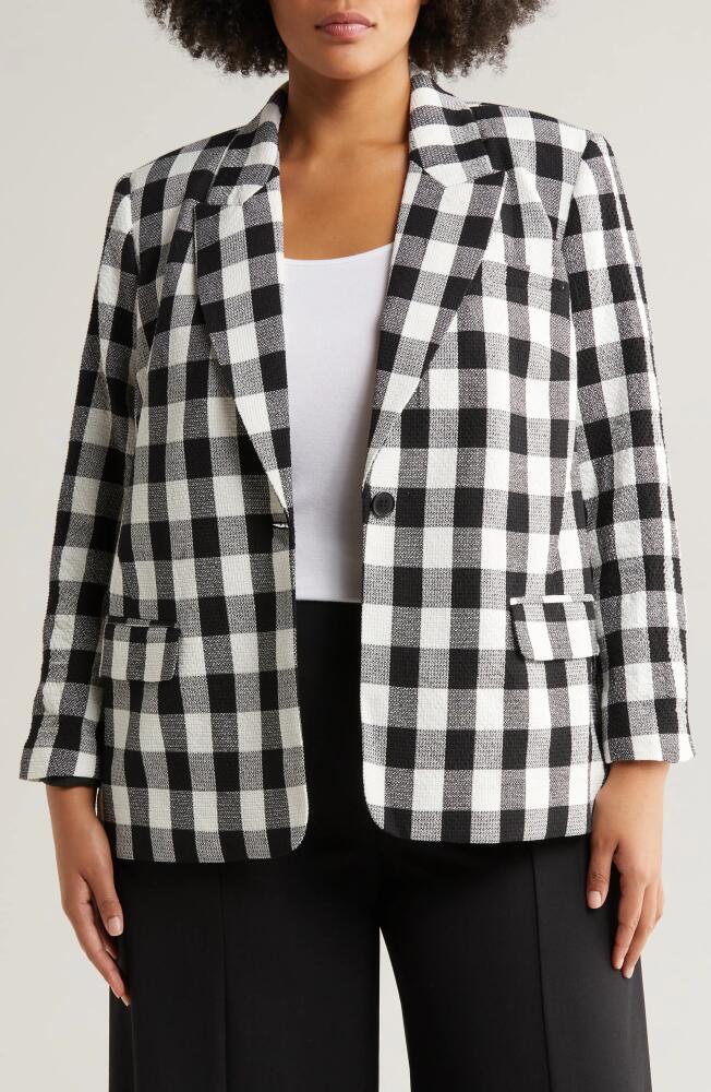 halogen(r) Plaid One-Button Blazer in Rich Black Cover