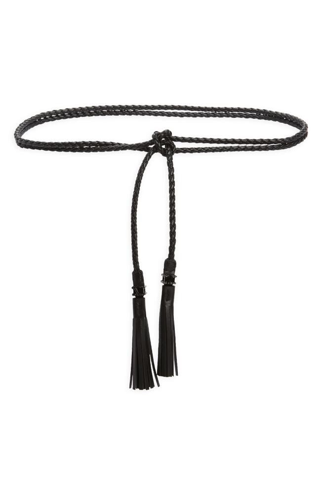 Max Mara Braided Leather Wrap Belt in 002 Black Cover