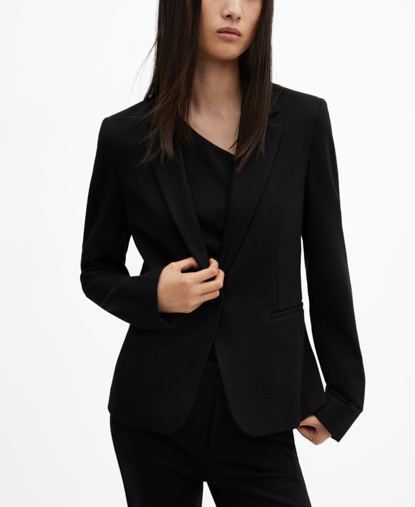 Mango Women's Blunt Stitching Fitted Blazer - Black Cover