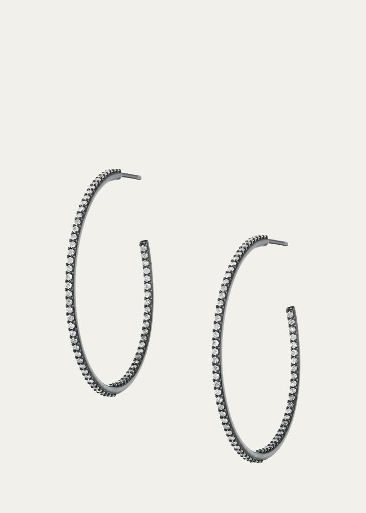 Sheryl Lowe Black Rhodium and White Diamond Hoop Earrings, 43.5mm Cover