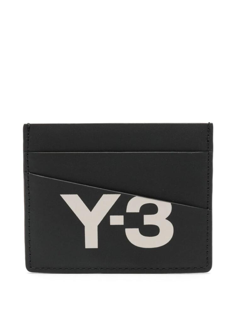 Y-3 logo-print leather cardholder - Black Cover