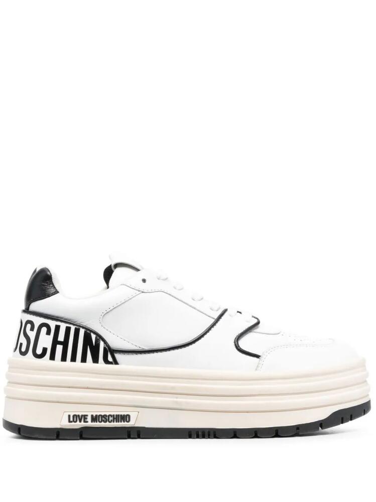 Love Moschino logo-print platform sneakers - White Cover